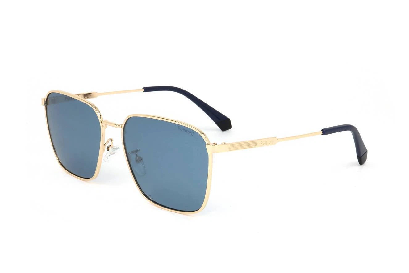 Polaroid Men's Gold Double Bridge Aviator Sunglasses (PLD 4120/G/S/X-0LKS)