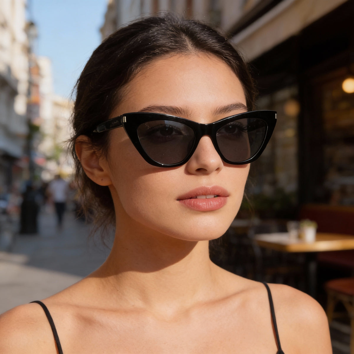 Gafas de sol de ojo de gato negras Saint Laurent Sl 214 Kate para mujer, 55mm, Photo 4