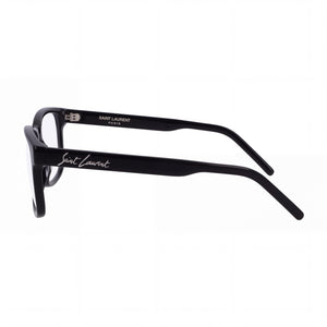 Saint Laurent SL 319 001 Square Eyeglasses Men — side view, Black Acetate temples