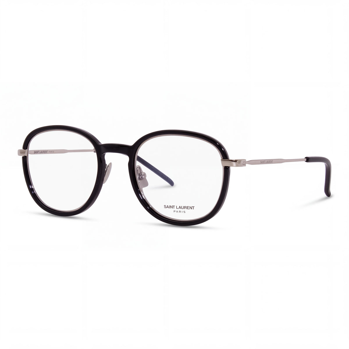 Gafas graduadas redondas unisex Saint Laurent SL 436 en negro brillante, 49 mm, Photo 1
