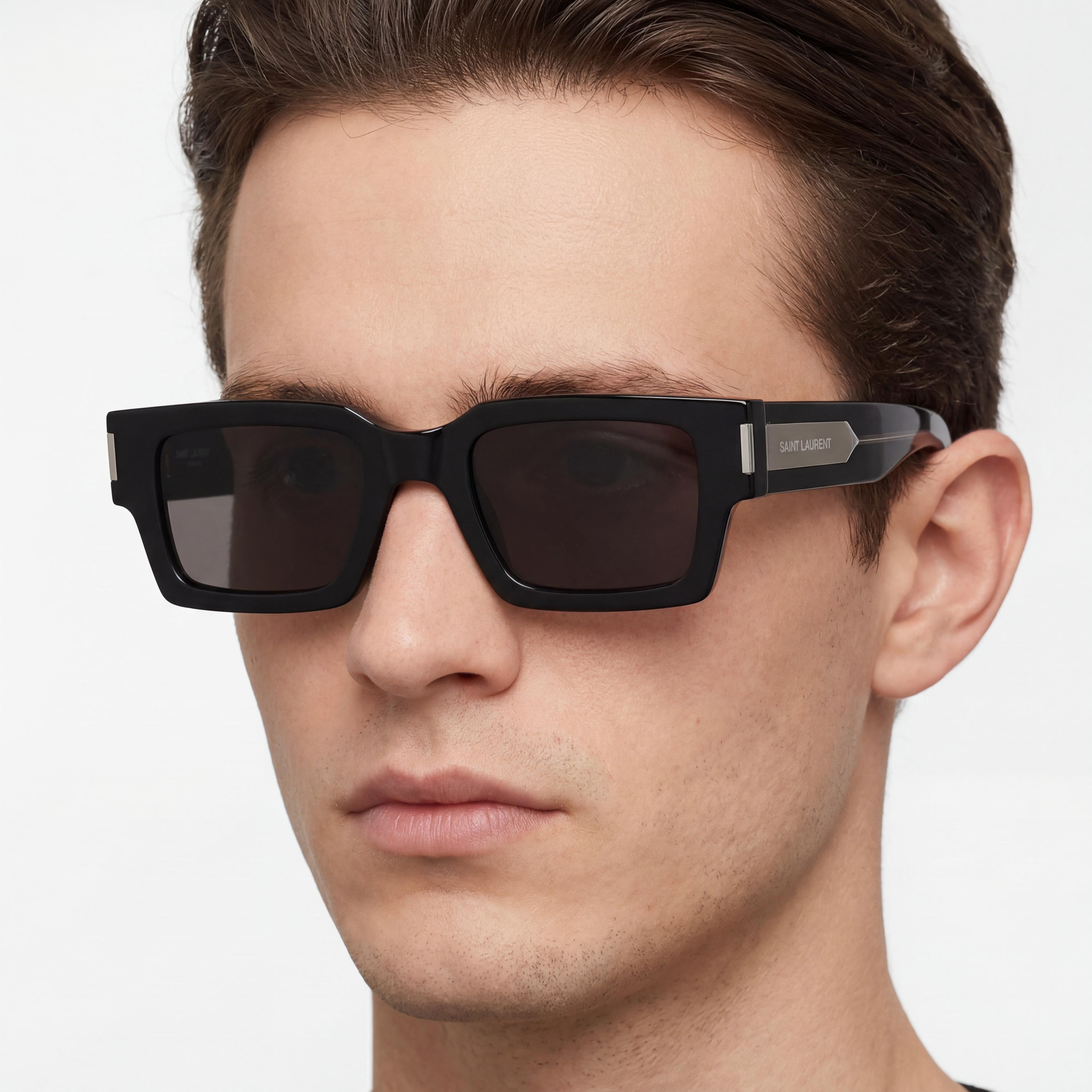 Saint Laurent Sl 572-001 Black Rectangle Sunglasses Unisex, 50mm, Photo 4