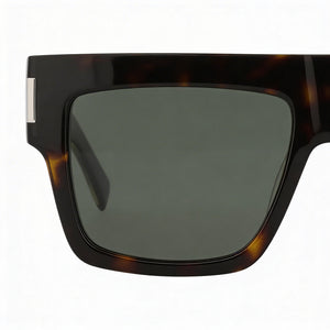 Saint Laurent SL 628 Square Sunglasses Men — side view, Non-Polarized Havana Crystal Grey lens