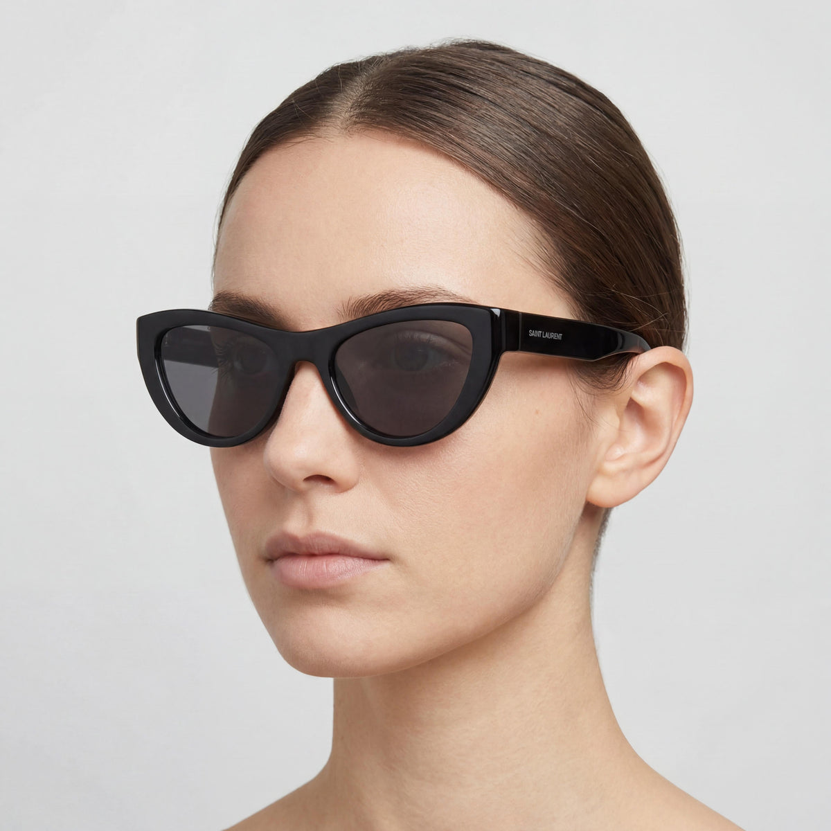 Gafas de sol Saint Laurent SL 676 de ojo de gato negras para mujer, 53 mm, Photo 4