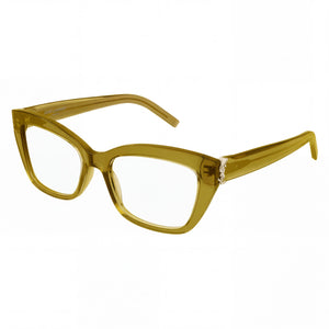 Saint Laurent Sl M117-006 Green Rectangle Eyeglasses Unisex, Acetate frame