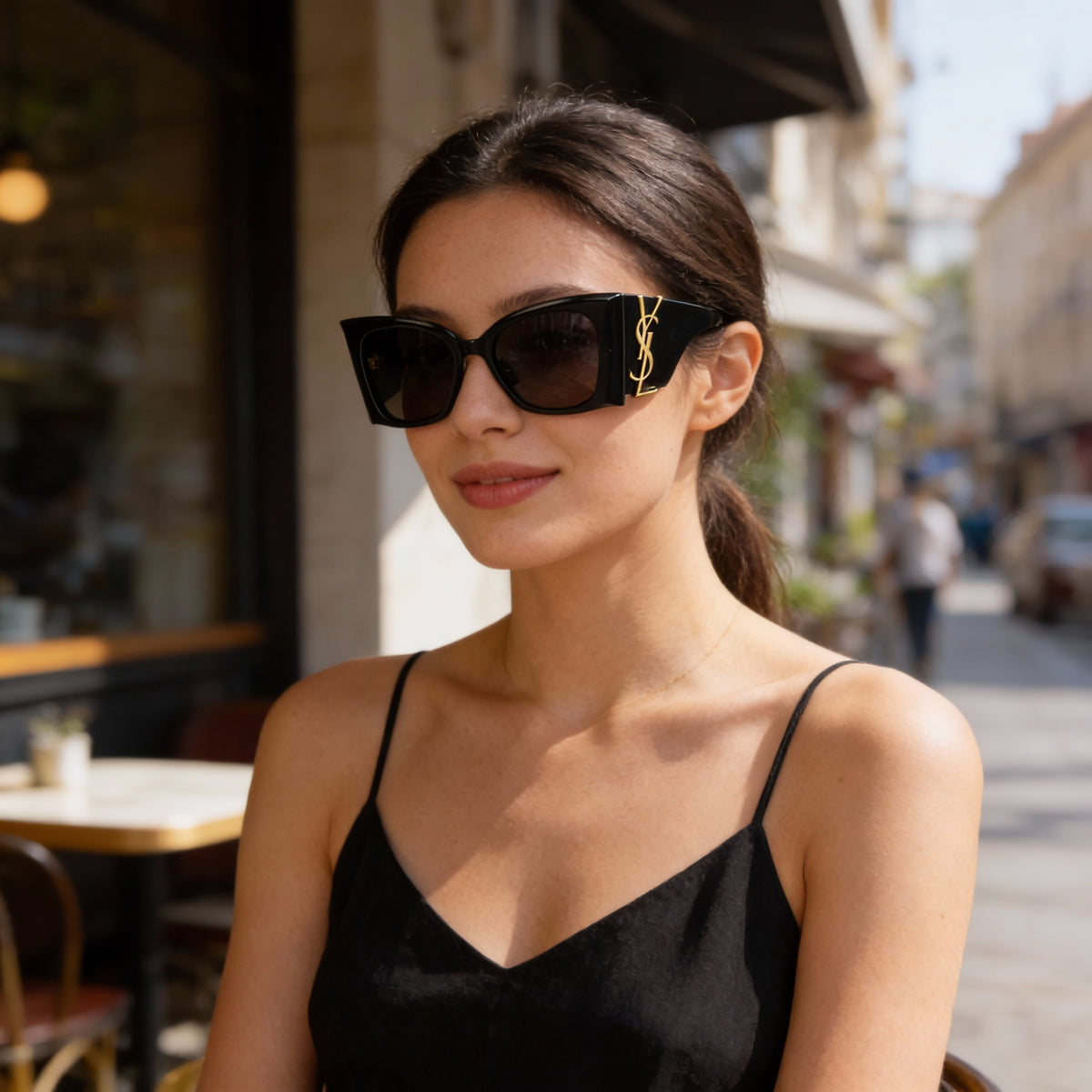 Gafas de sol cuadradas negras Saint Laurent SL M119/F BLAZE para mujer, 53mm, Photo 5