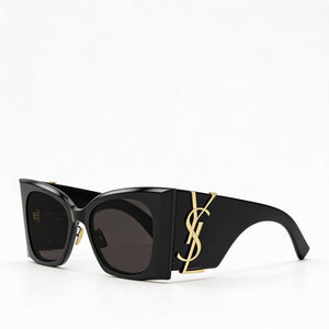 Saint Laurent SL M119/F BLAZE Square Sunglasses Women — side view, Non-Polarized Black lens