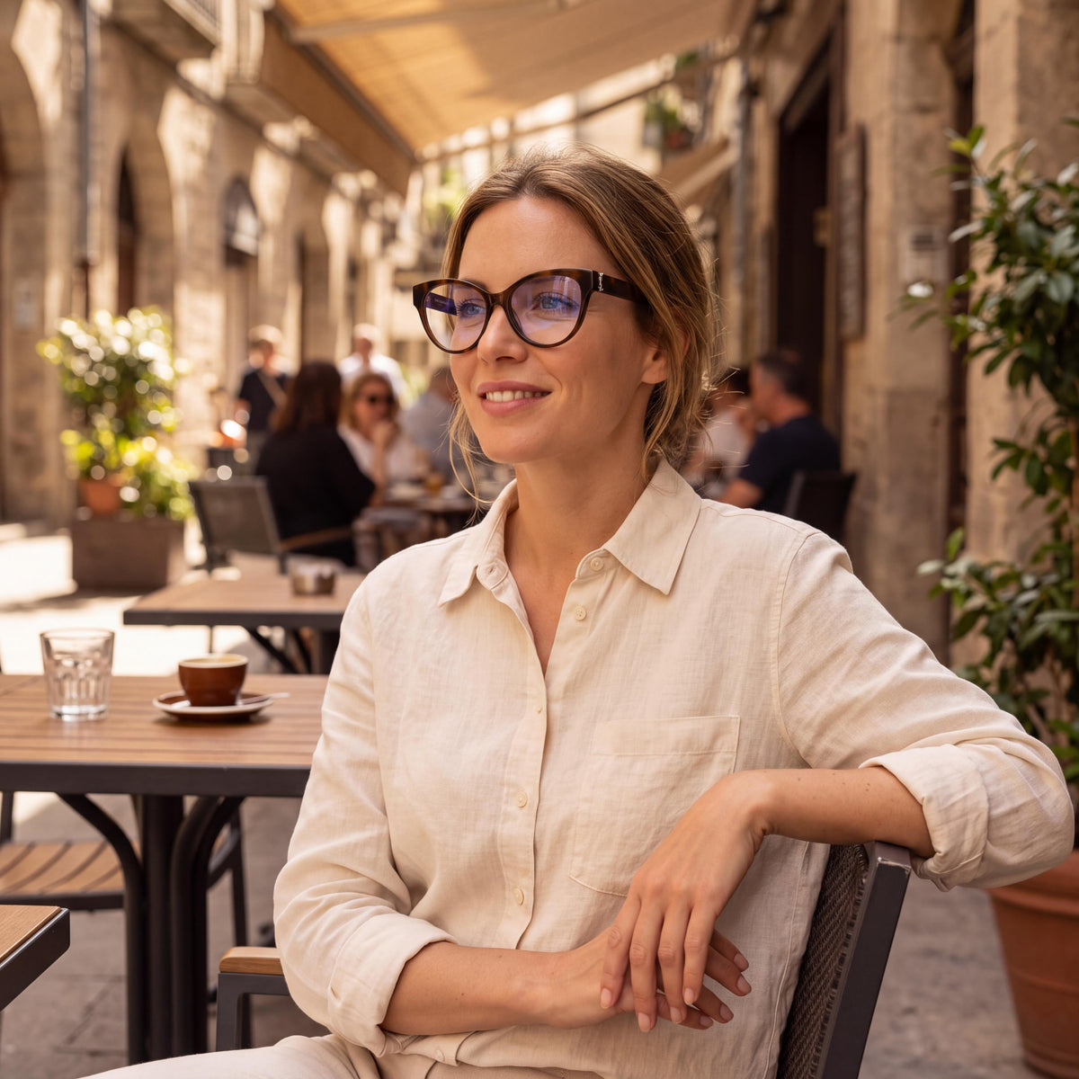 Gafas de sol Saint Laurent SL M34-005 tipo ojo de gato para mujer, color Habana, 53 mm, Photo 4