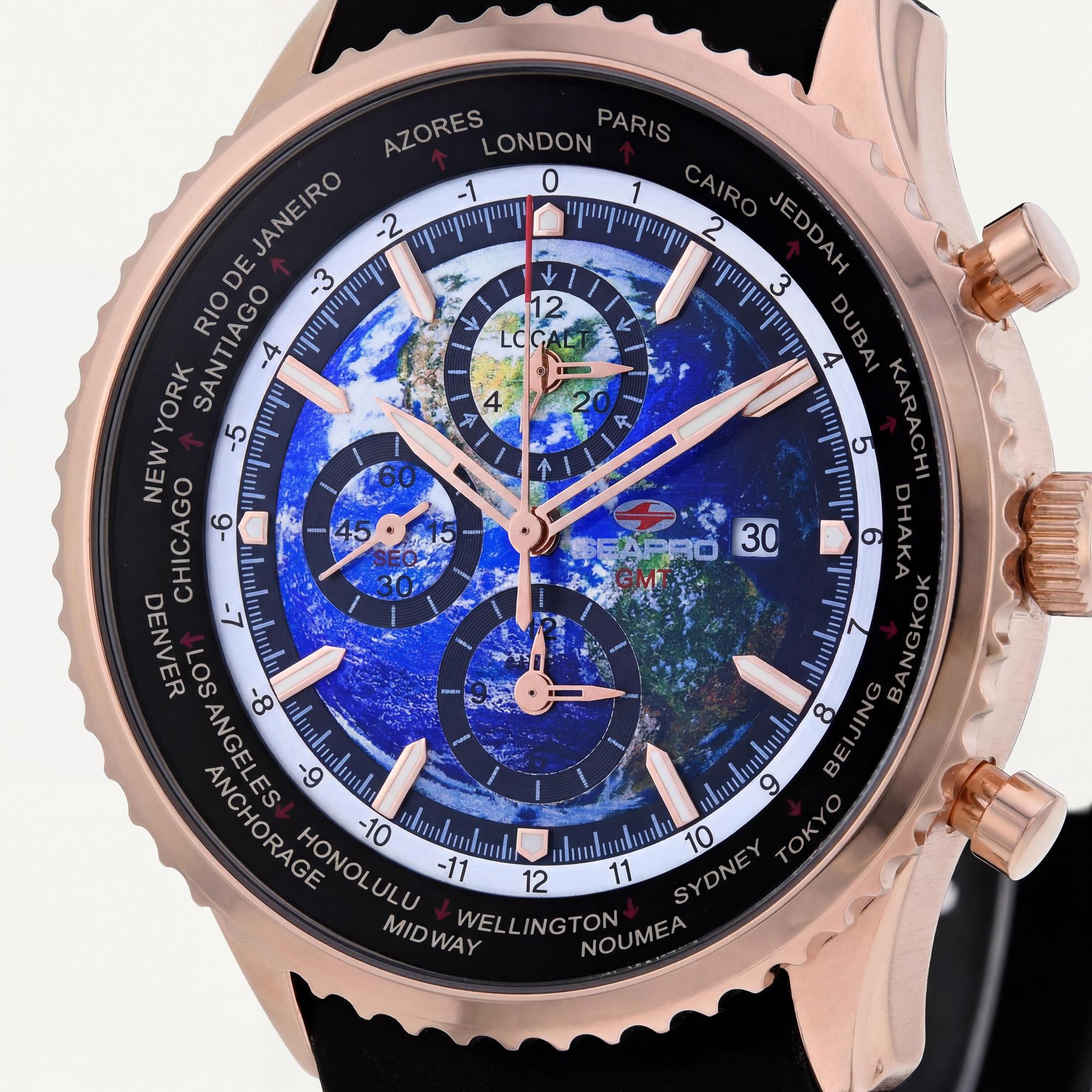 Seapro Men's GMT Watch, Blue Dial Stainless Steel 40mm, Photo 2