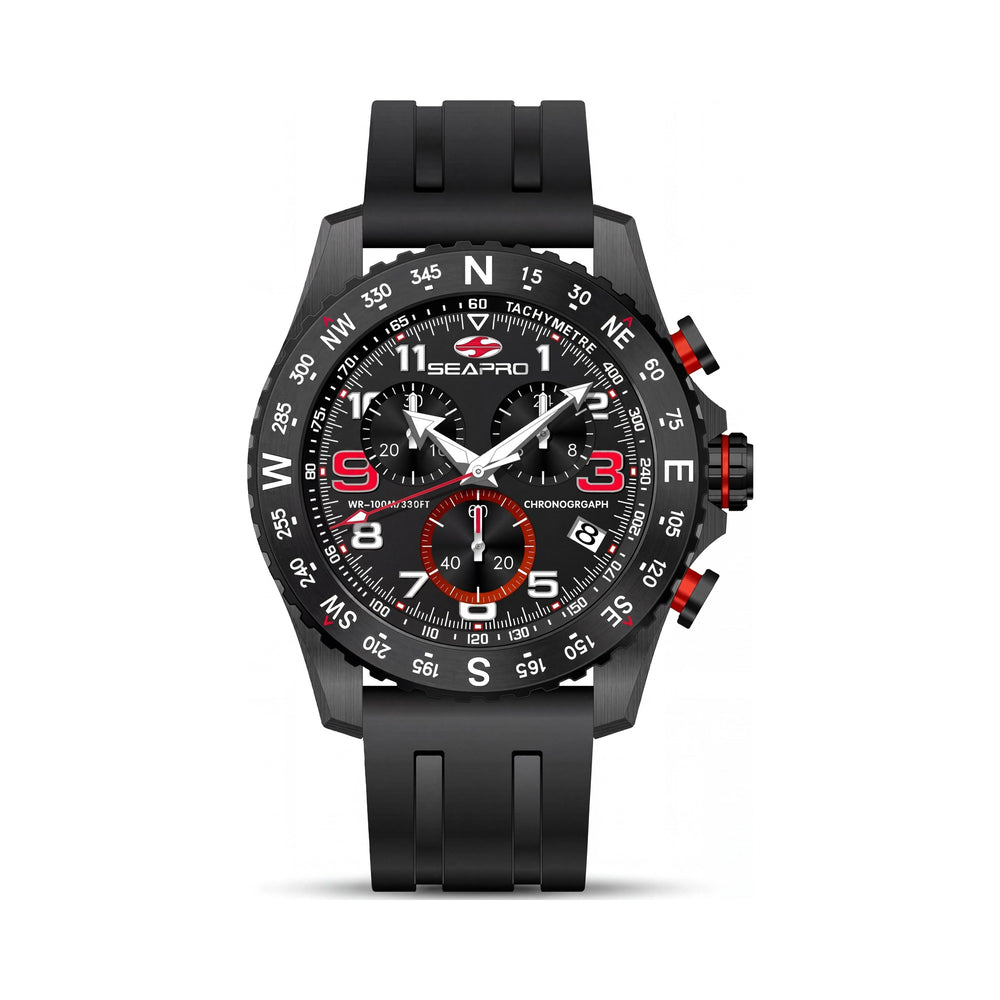 Seapro Black Dial Stainless Steel Men's Watch