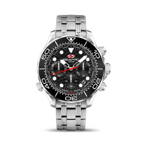 Seapro Black Dial Stainless Steel Men's Watch, 40mm