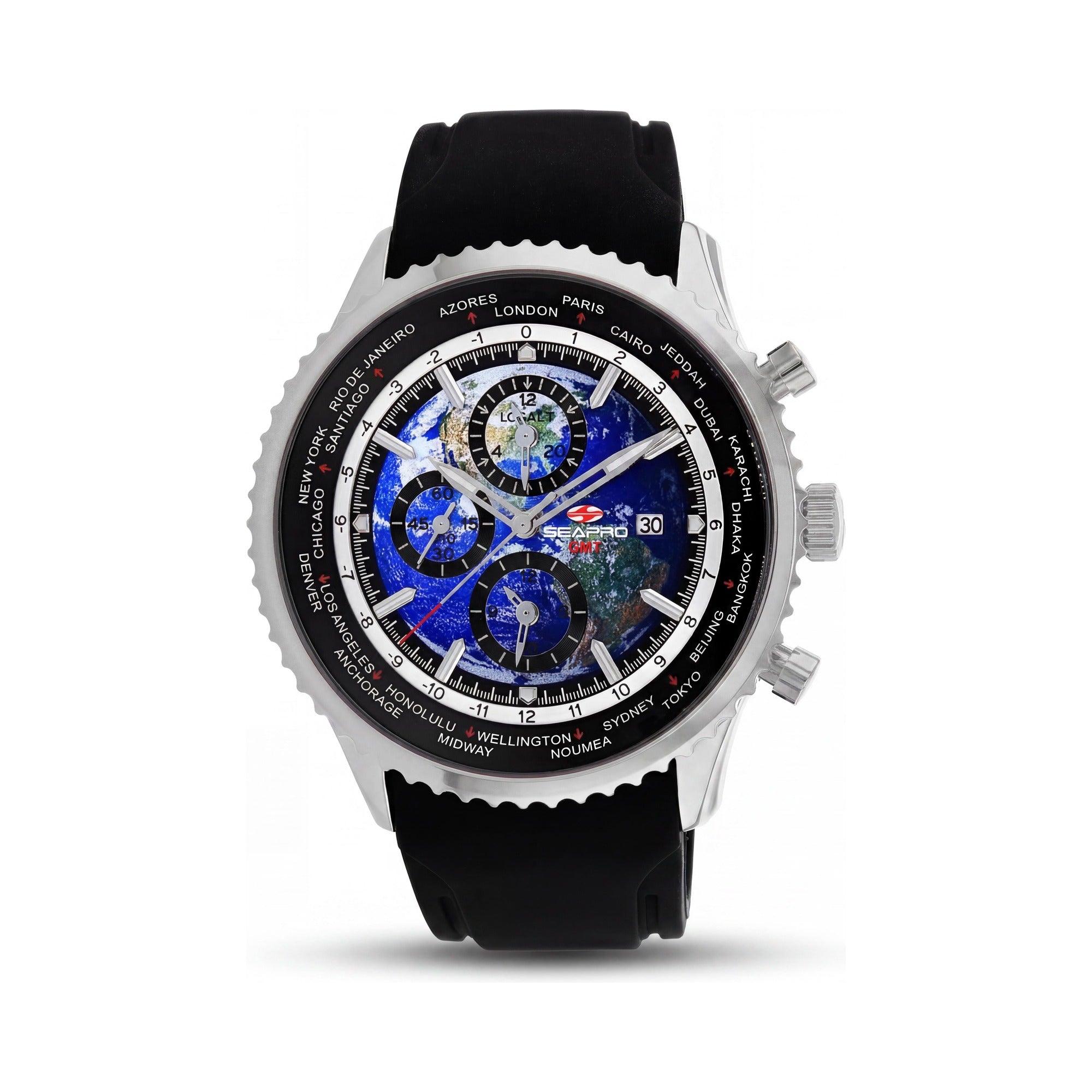 Seapro Men's GMT Watch, Black Dial Stainless Steel 40mm, Photo 1