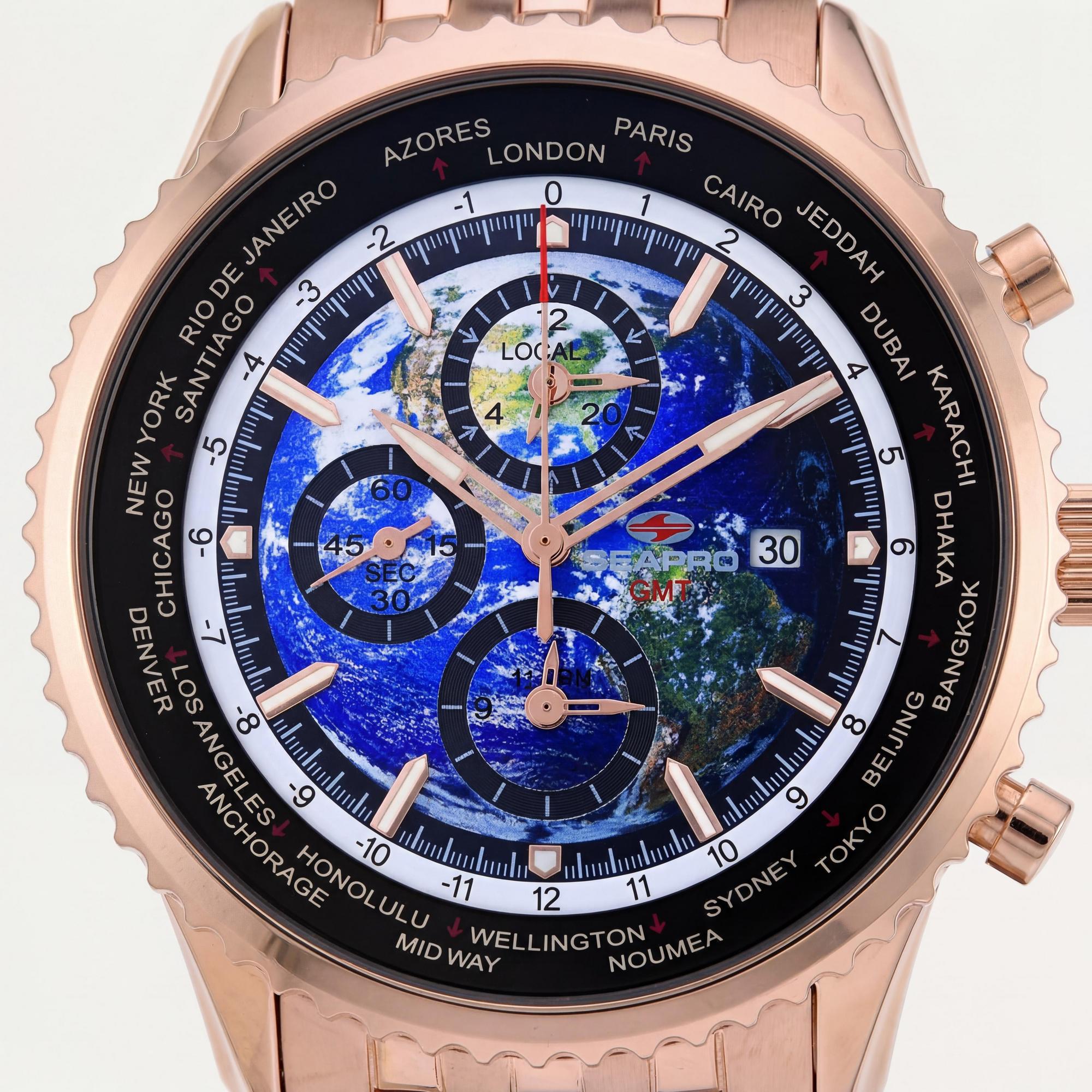 Seapro Men's GMT Watch, Blue Dial Stainless Steel 40mm, Photo 2