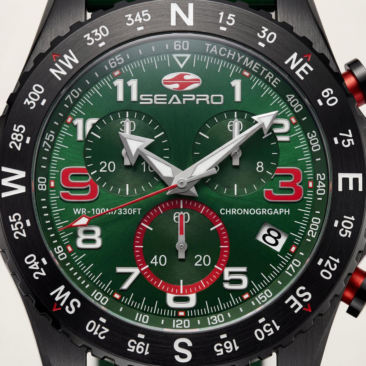 Seapro Men's Chronograph Watch, Green Dial Stainless Steel 44mm, Photo 2