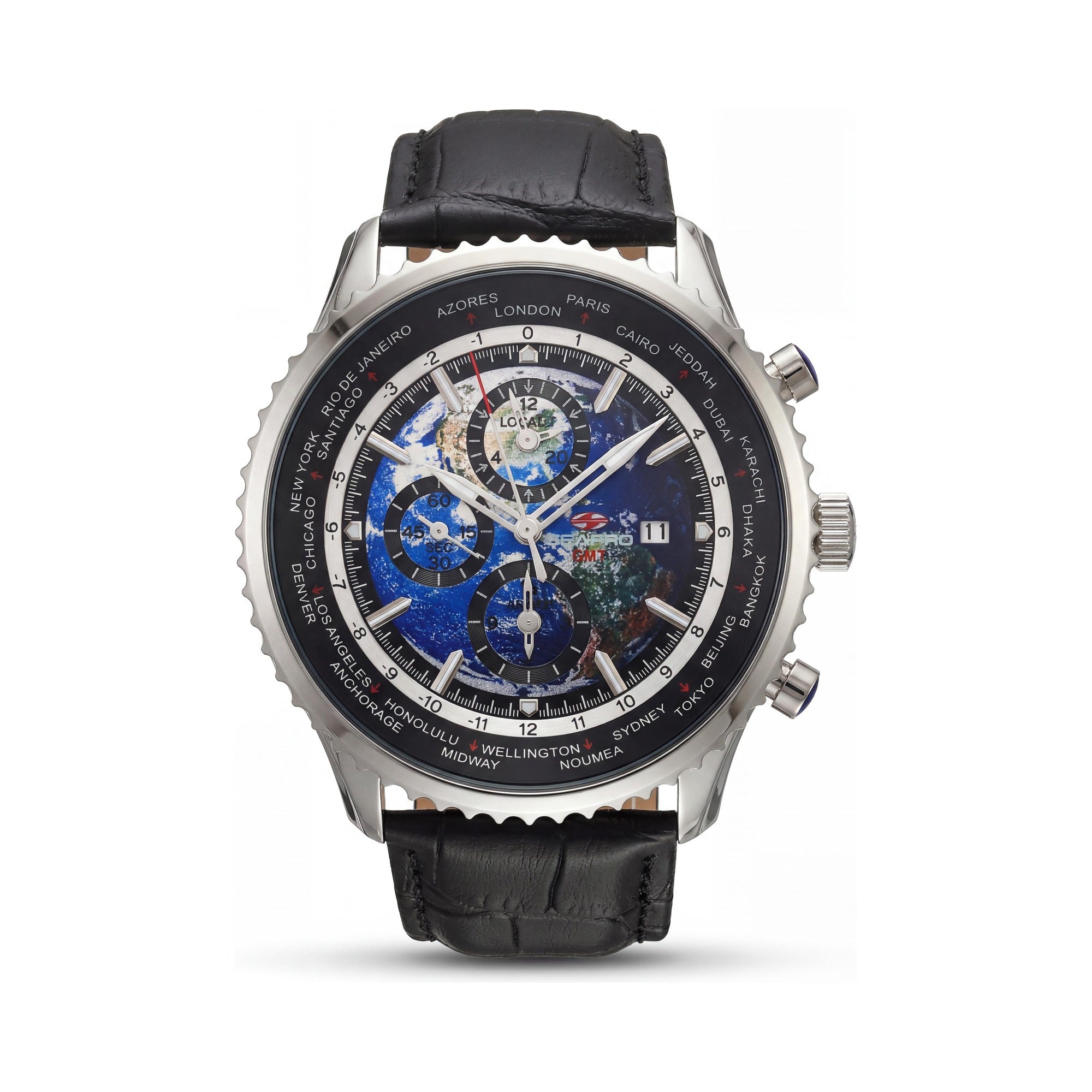 Seapro Meridian World Timer Men's GMT Watch, Blue Dial 40mm, Photo 1