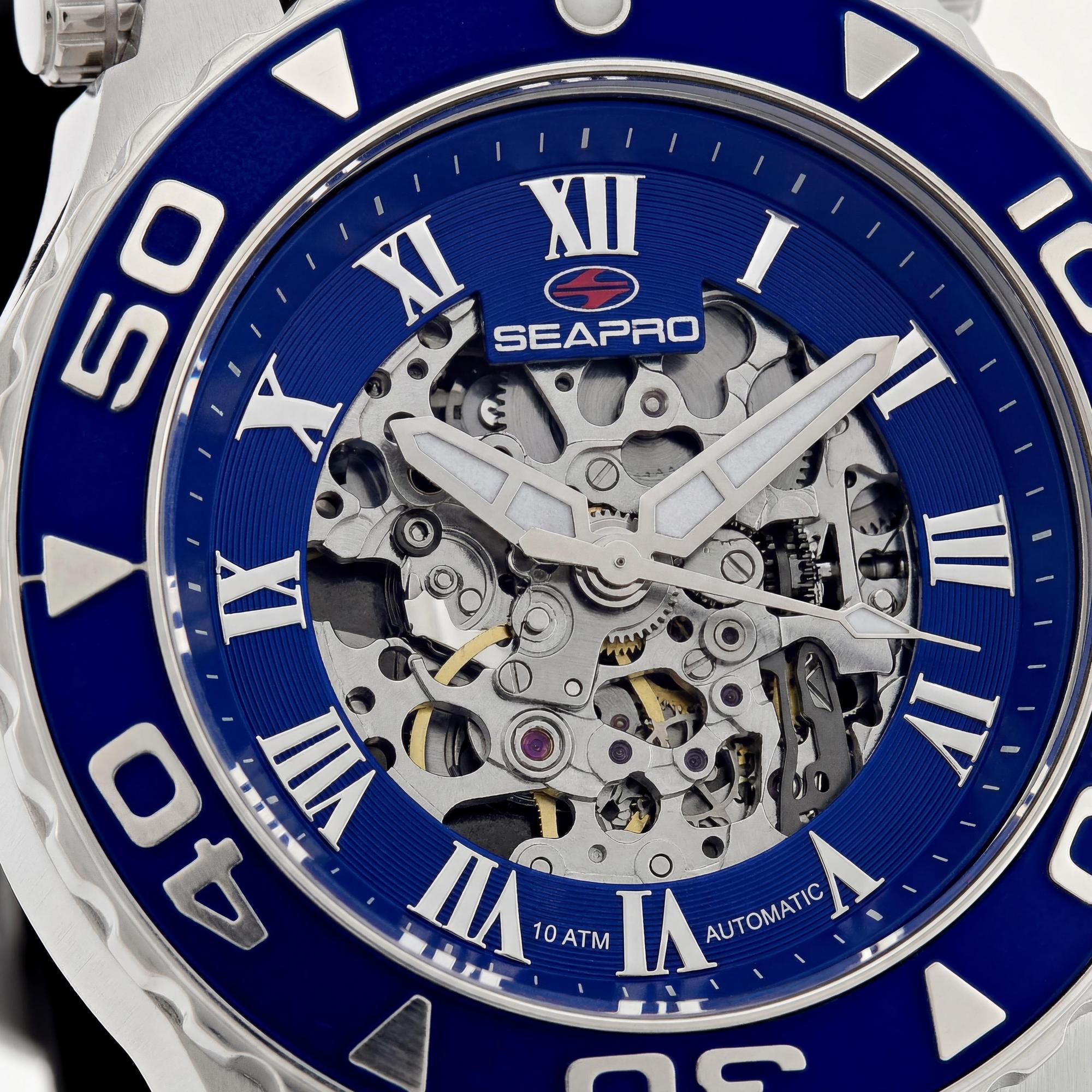 Reloj de hombre moderno Seapro, esfera azul, acero inoxidable de 5 mm, Photo 2