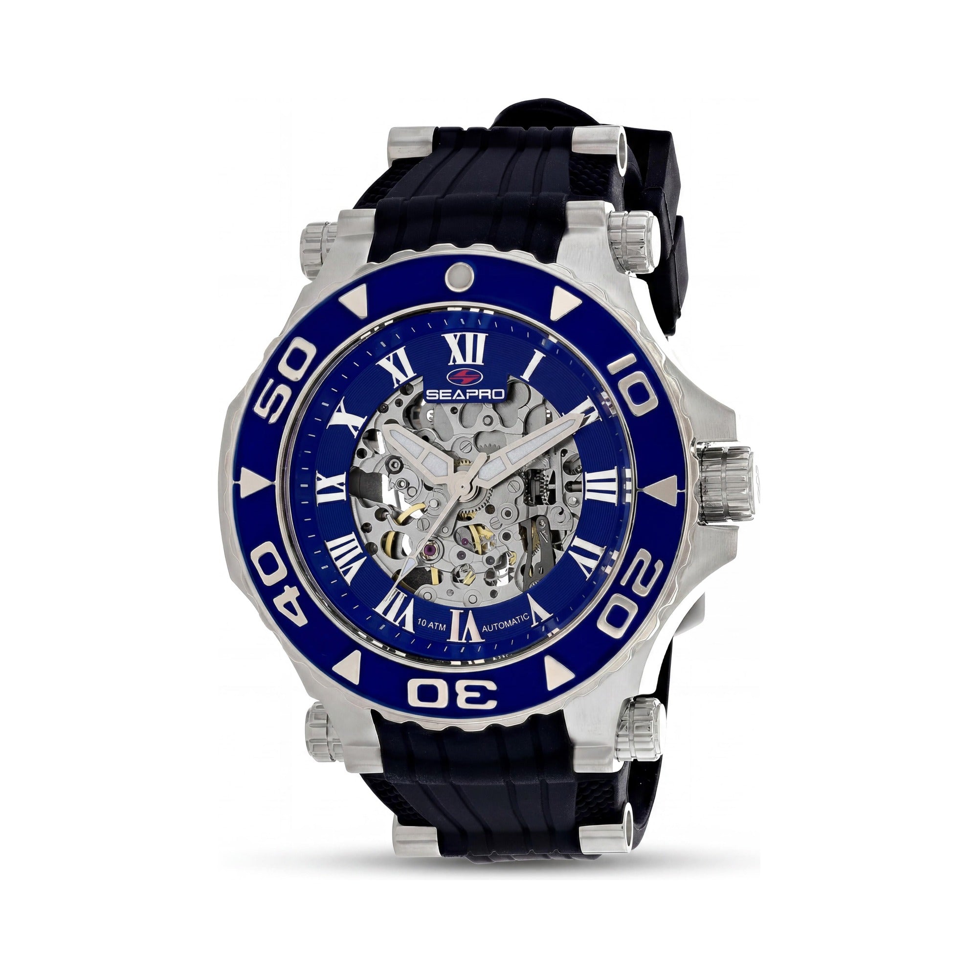 Reloj de hombre moderno Seapro, esfera azul, acero inoxidable de 5 mm, Photo 1