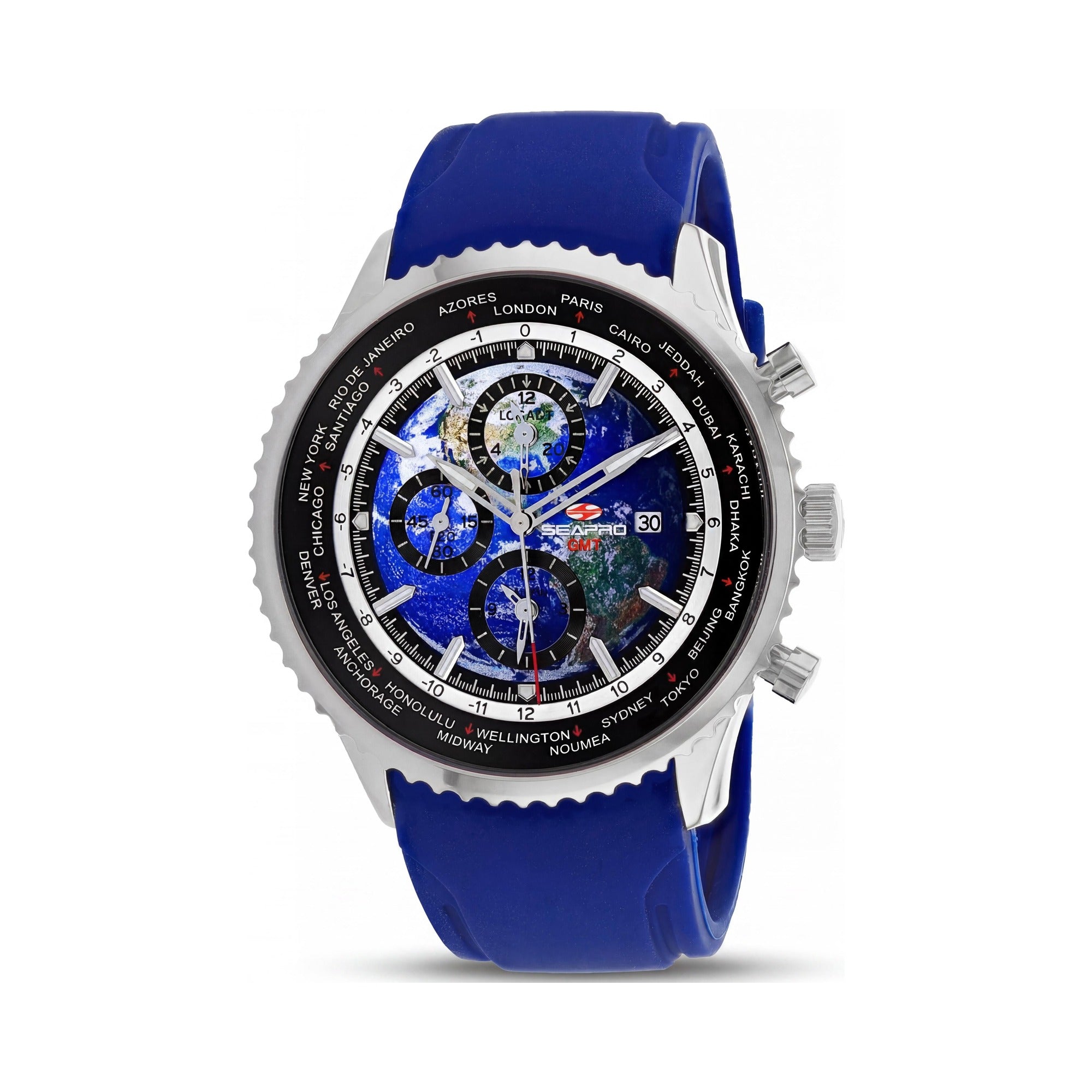 Reloj GMT Seapro moderno para hombre, esfera azul de acero inoxidable de 40 mm, Photo 1