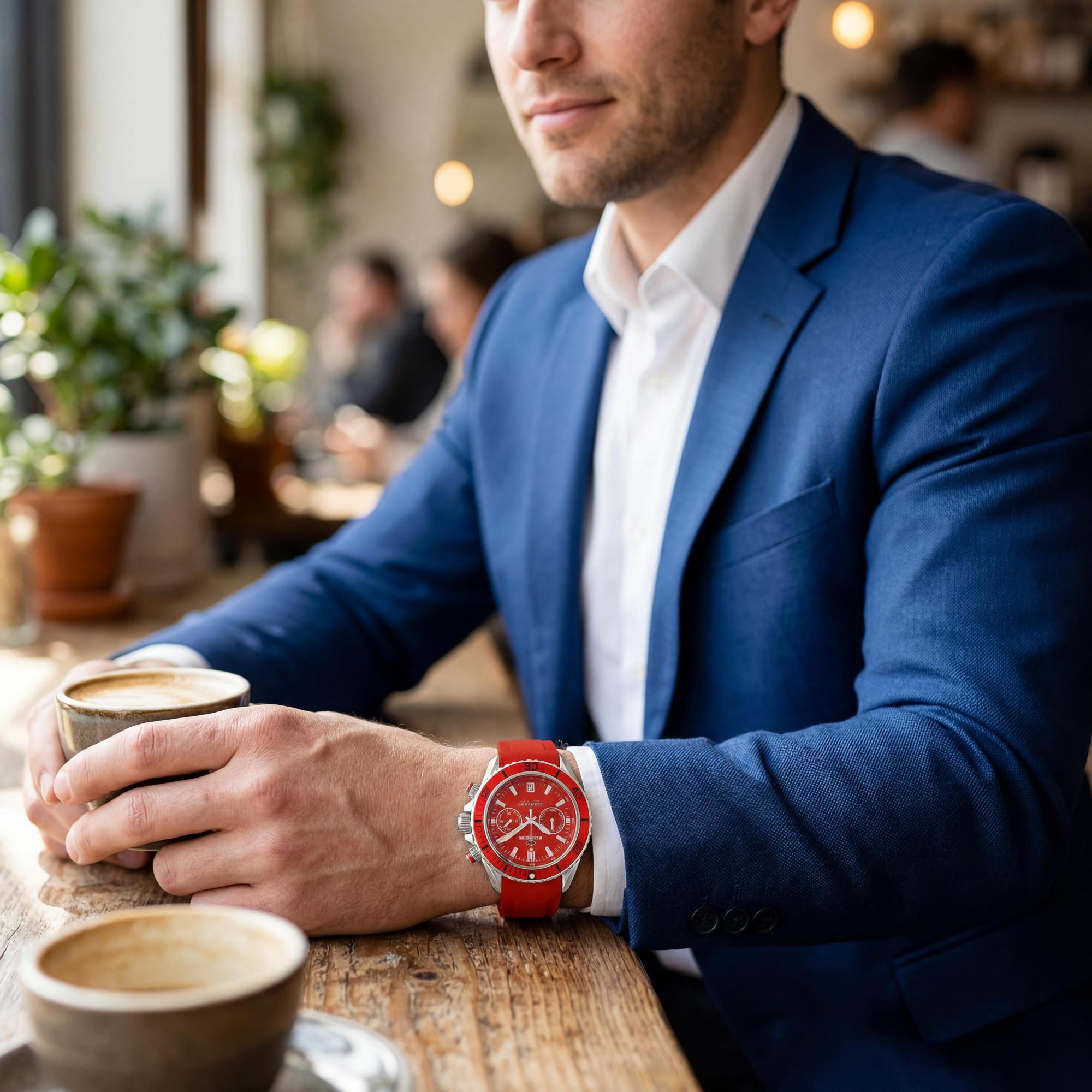 Reloj Seapro Modern para hombre, esfera roja, acero inoxidable 45 mm, Photo 4