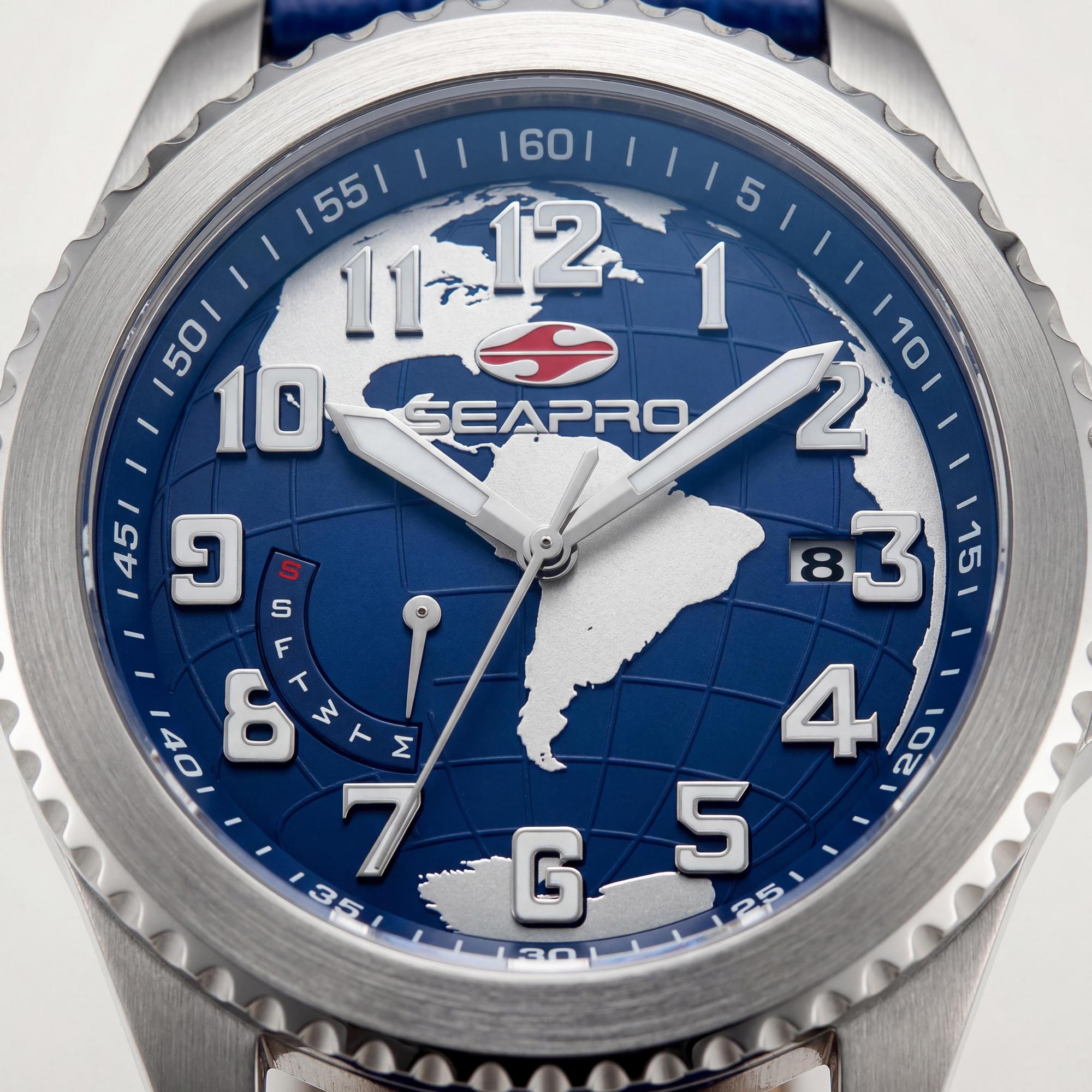 Reloj Seapro para hombre, esfera azul de acero inoxidable de 42 mm, Photo 2