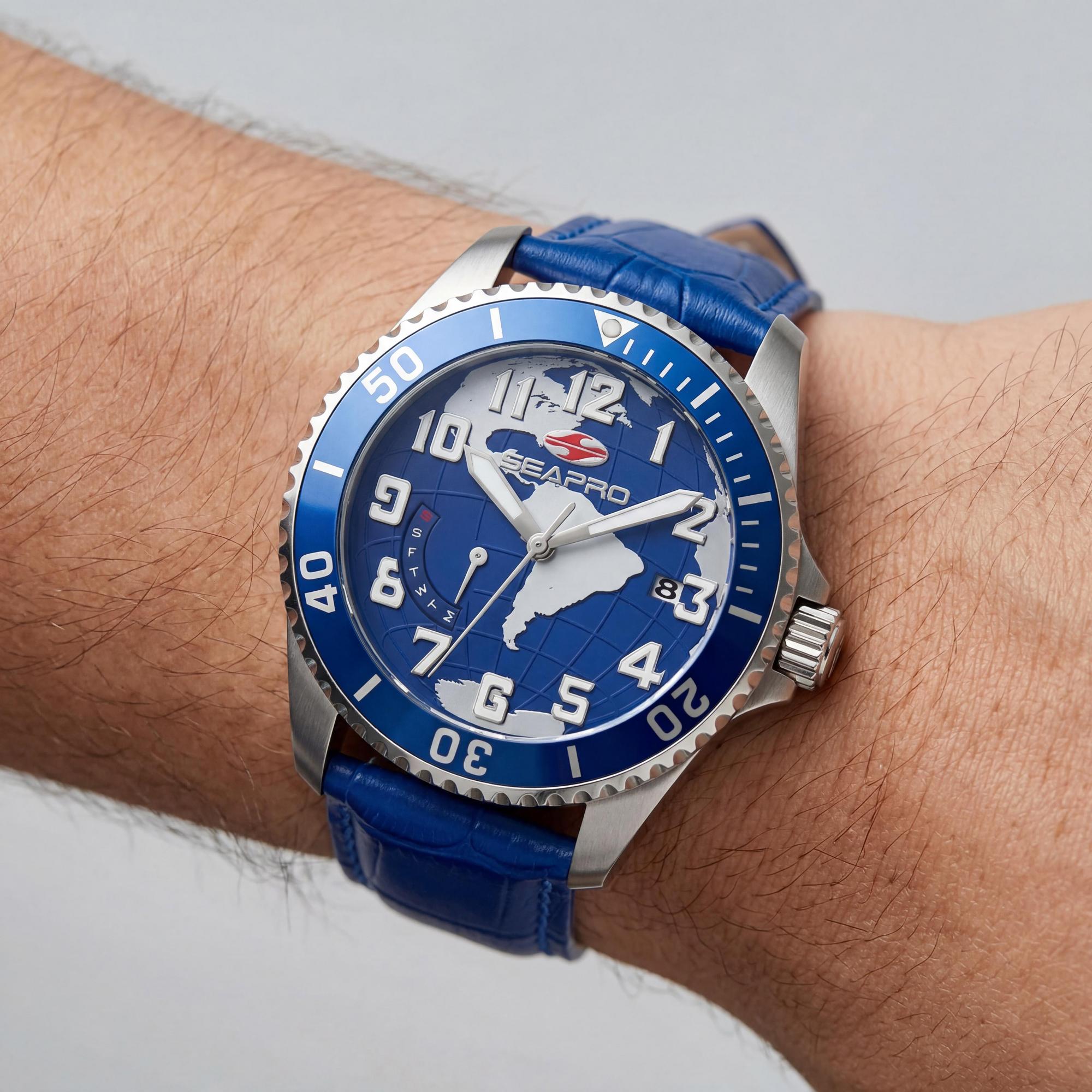 Reloj Seapro para hombre, esfera azul de acero inoxidable de 42 mm, Photo 3