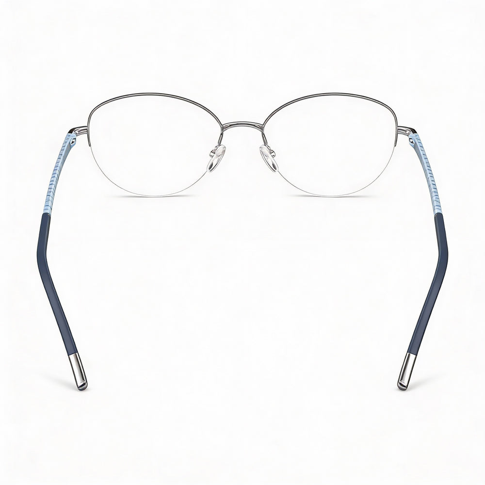 Silhouette Illusion Nylor 4560 Oval Eyeglasses Men — side view, Silver Metal temples