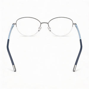 Silhouette Illusion Nylor 4560 Oval Eyeglasses Men — side view, Silver Metal temples