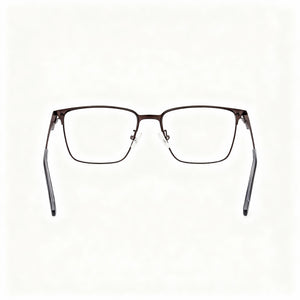 Skechers Square Eyeglasses Men — side view, Gray Metal temples