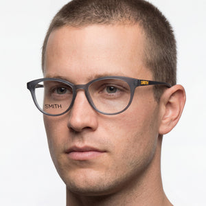 Smith Finley 0G37 Rectangle Eyeglasses Men — side view, Gray Plastic temples