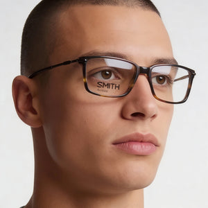 Smith Rectangle Eyeglasses Men — side view, Havana Plastic temples