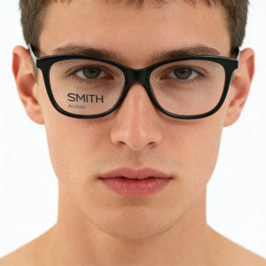 Smith JADEN 807 Square Eyeglasses Women — side view, Black Acetate temples