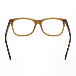 Smith Modern Brown Rectangle Eyeglasses Men — side view, Brown Metal temples