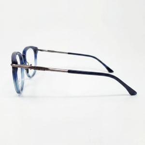 Smith Quinlan Rectangle Eyeglasses Women — side view, Blue Plastic temples