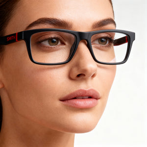 Smith Smith Daylight Rectangle Eyeglasses Women — side view, Black Plastic temples