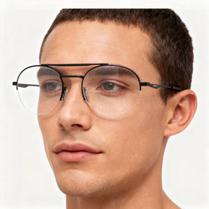 Smith Smith Porter Round Eyeglasses Unisex — side view, Black Stainless Steel/Metal temples