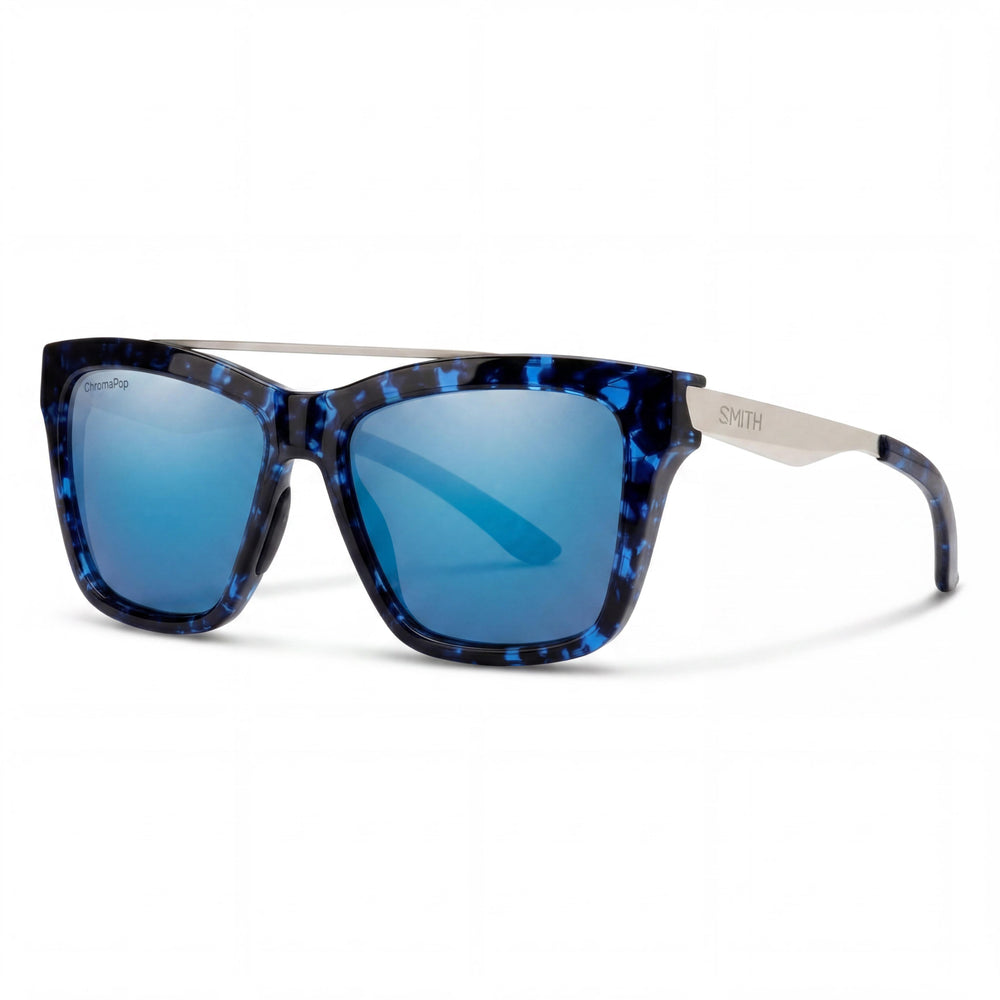 Smith The Runaround Blue Square Sunglasses Unisex, ChromaPop Blue Mirror lens