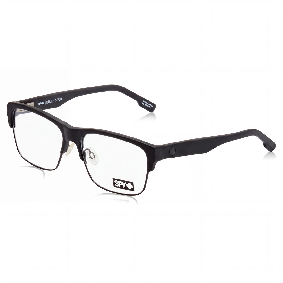 Montura óptica unisex Spy BRODY 5050 de acetato negro mate, lista para lentes graduados, con lentes de demostración transparentes, 57mm, Photo 1