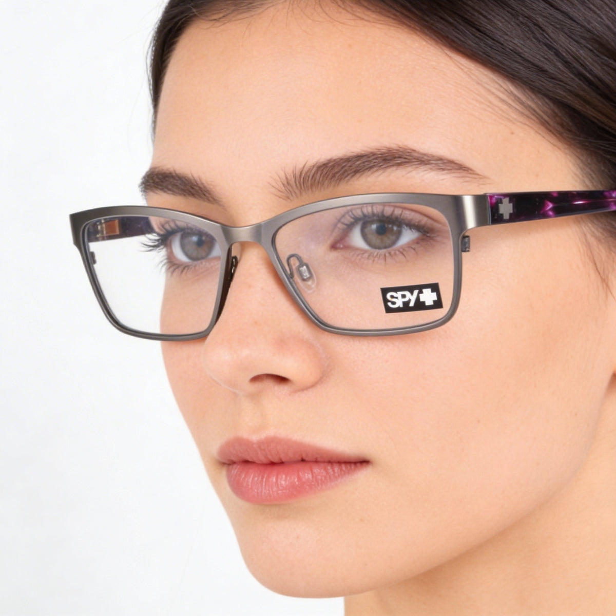 Spy Classic Gray Rectangle Eyeglasses for Women, Composite 52mm, Photo 4