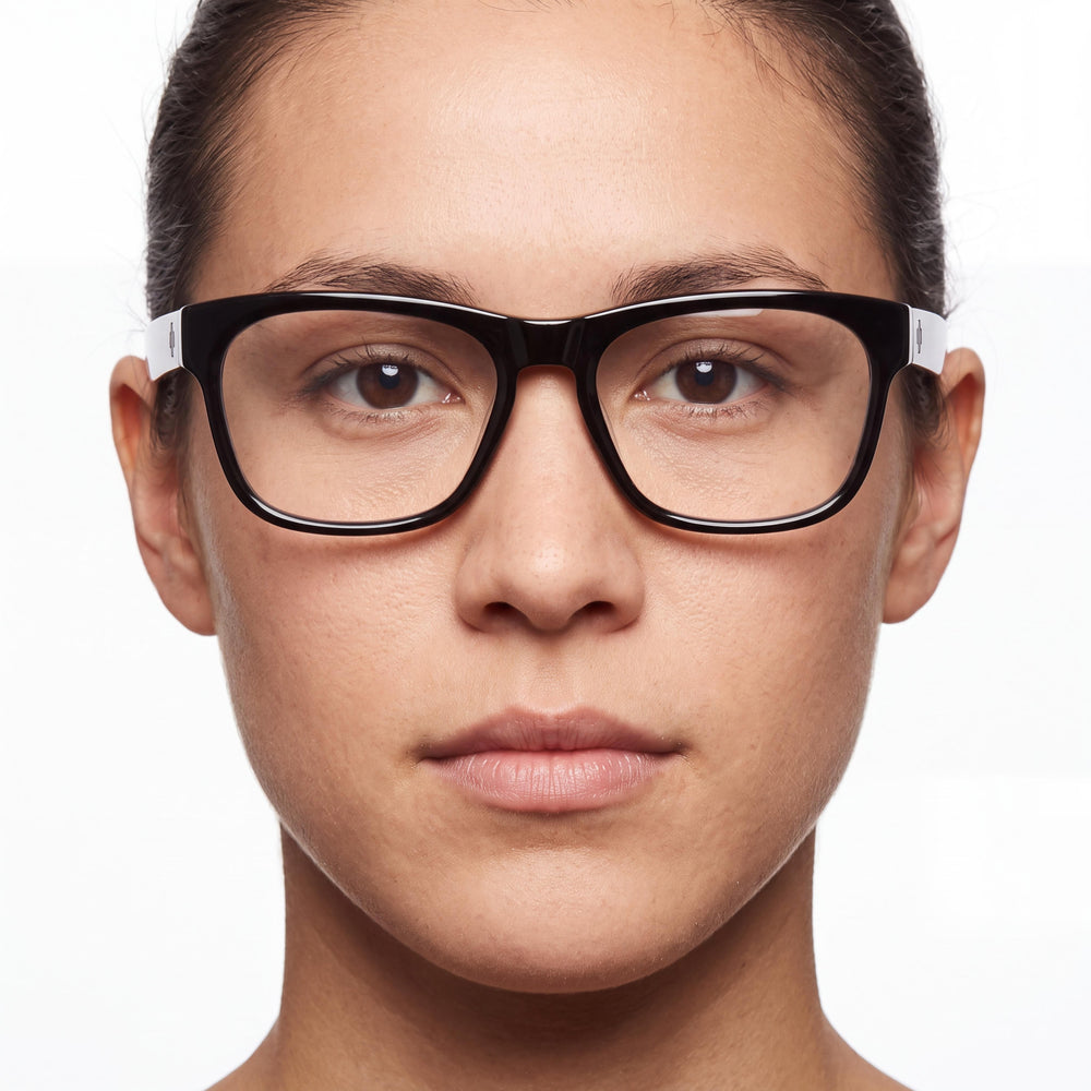 Spy Crossway Optical 58 Rectangle Eyeglasses Unisex — side view, Black Acetate temples