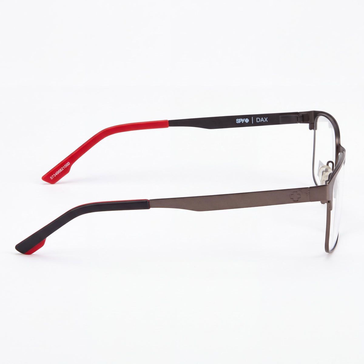 Spy Dax 57 Gunmetal Black Red Rectangle Eyeglasses Unisex, 57mm, Photo 2