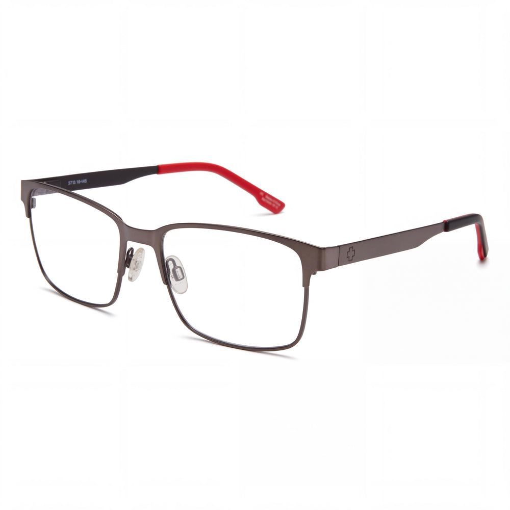 Spy Dax 57 Gunmetal Black Red Rectangle Eyeglasses Unisex, Acetate frame