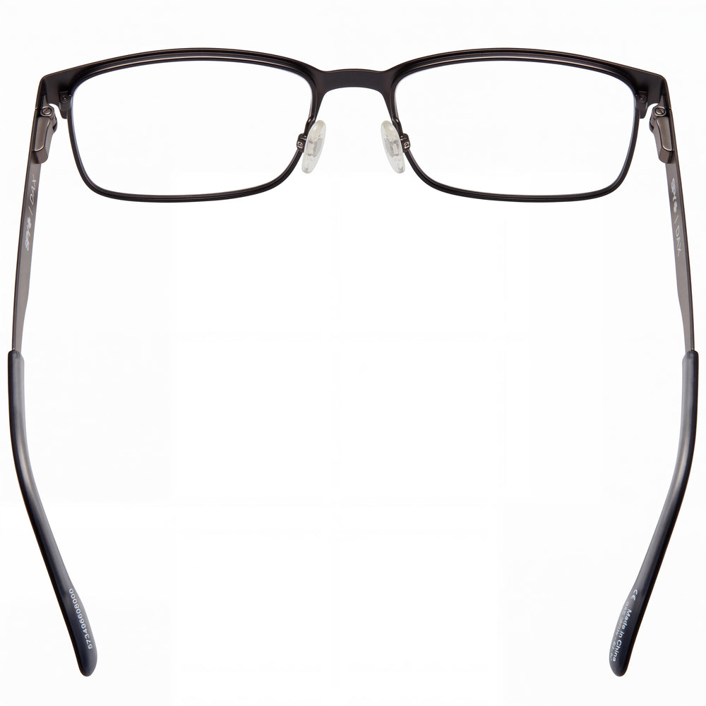 Spy Dax 57 Rectangle Eyeglasses Unisex — side view, Black Acetate temples