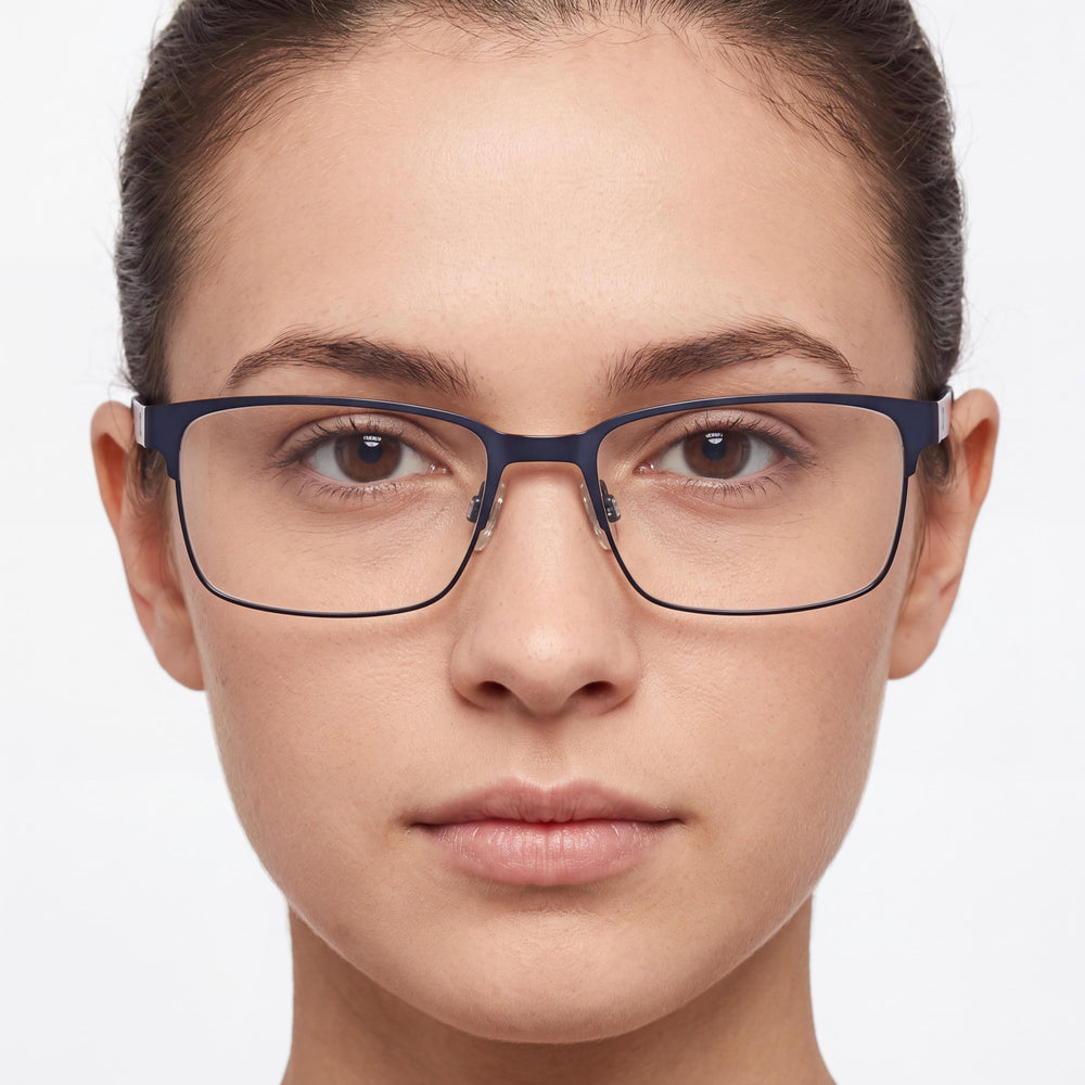 Spy Dax 57 Rectangle Eyeglasses Unisex — side view, Blue Acetate temples