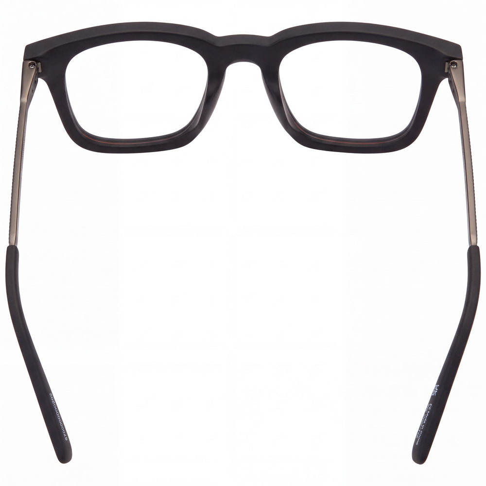 Spy Hardwin Fusion 50 Square Eyeglasses Unisex — side view, Black Plastic temples