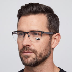 Spy Hawke 54 Rectangle Eyeglasses Unisex — side view, Black Horn temples