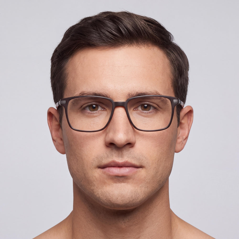 Spy Major 57 Rectangle Eyeglasses Men — side view, Black Horn Acetate temples