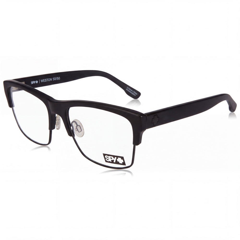 Spy Matte Black Rectangle Eyeglasses for Unisex, Acetate frame