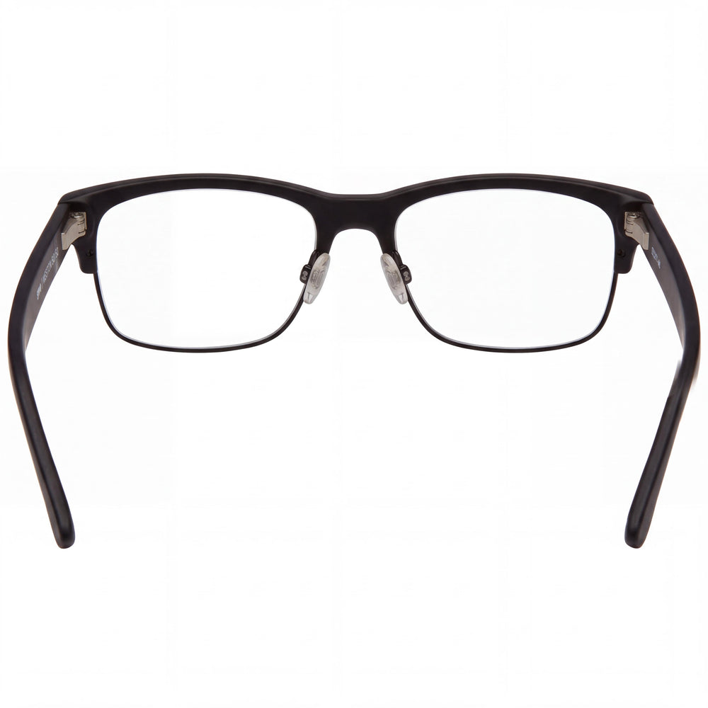 Spy Rectangle Eyeglasses Unisex — side view, Matte Black Acetate temples