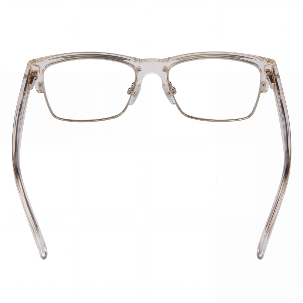 Spy Weston 5050 57 Rectangle Eyeglasses Unisex — side view, Transparent Plastic temples