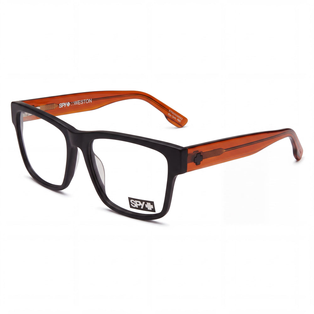 Spy Weston 54 Black Rectangle Eyeglasses for Unisex, Acetate frame