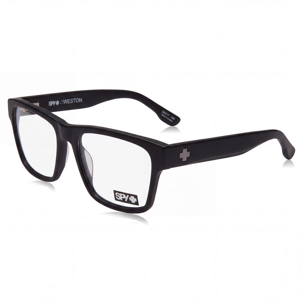 Spy Weston 54 Soft Matte Black Rectangle Eyeglasses for Unisex, Acetate frame